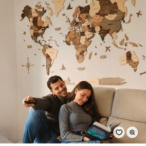 Wooden travel wall map